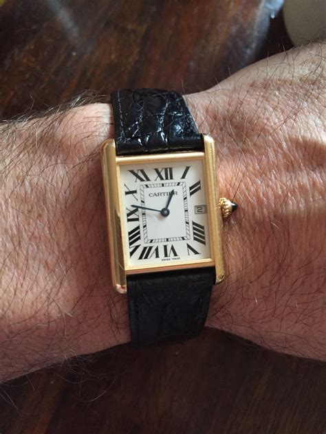 mens gold cartier watch|cartier gold watch men's vintage.